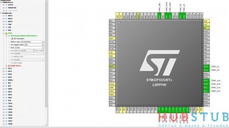 Подключение TFT дисплея по FSMC к STM32F103VET6 на примере SSD1289.