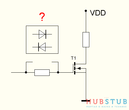 Для чего параллельно резистору подключают диод в затворе mosfet.
